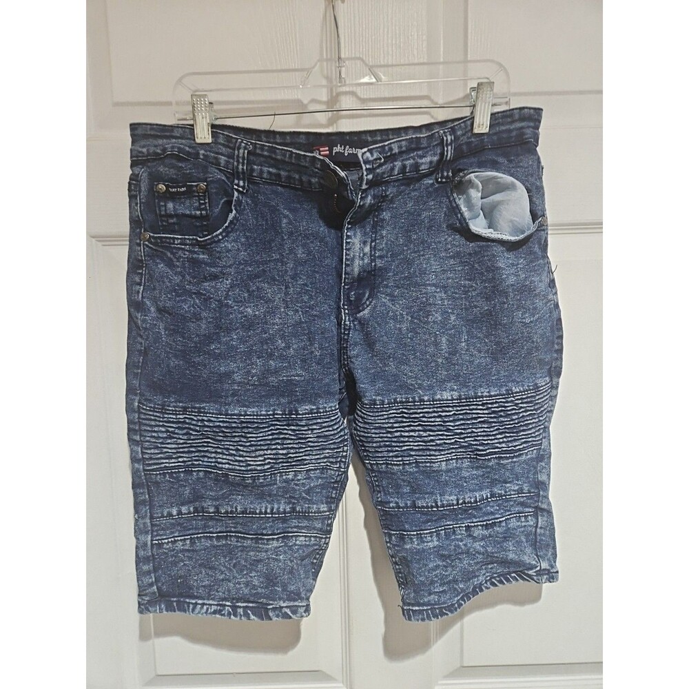 Y2K Phat Farm Blue Jean Shorts Waist Size 38 Jorts - Picture 2 of 8